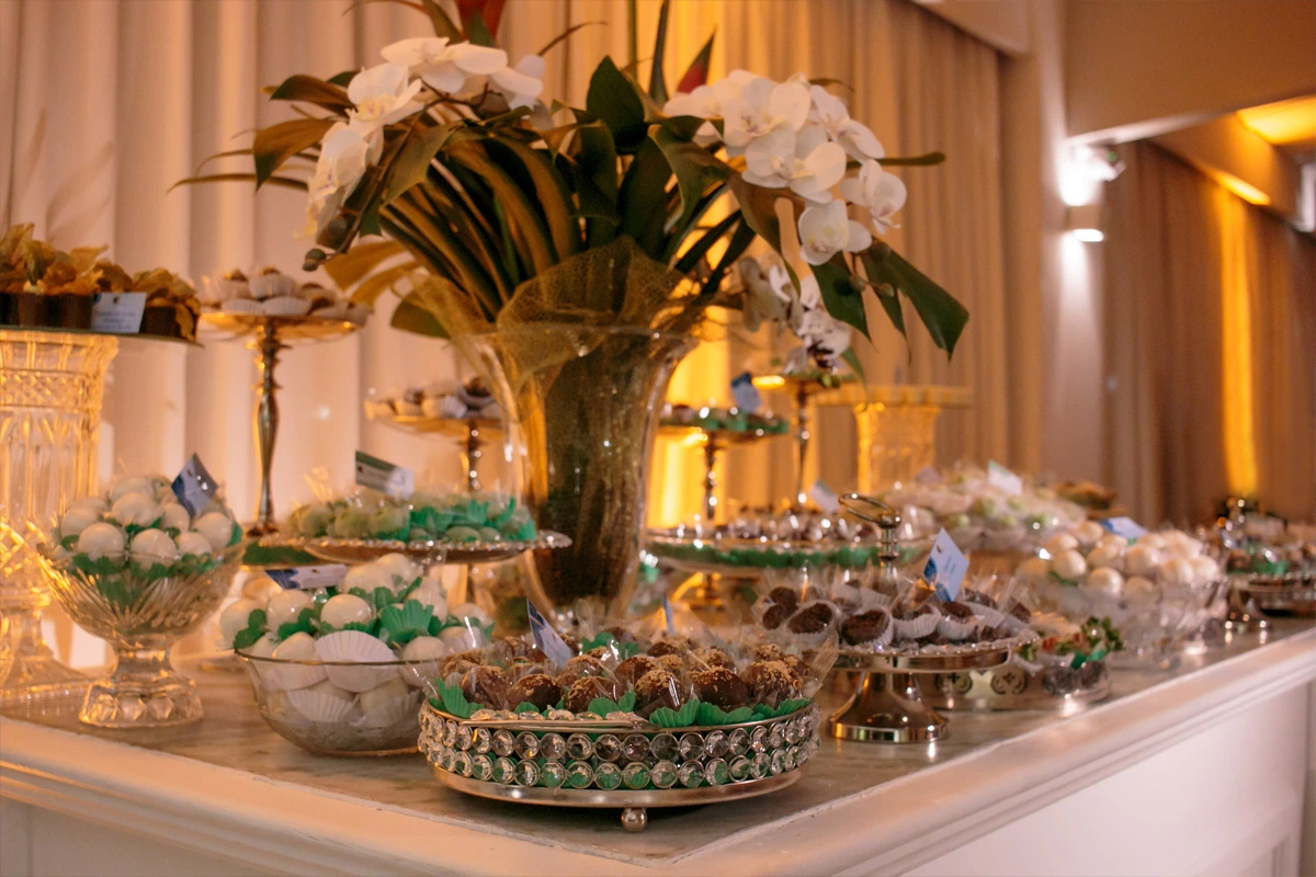 Elegant dessert table setup captured at a formal event by a Brisbane event photographer.